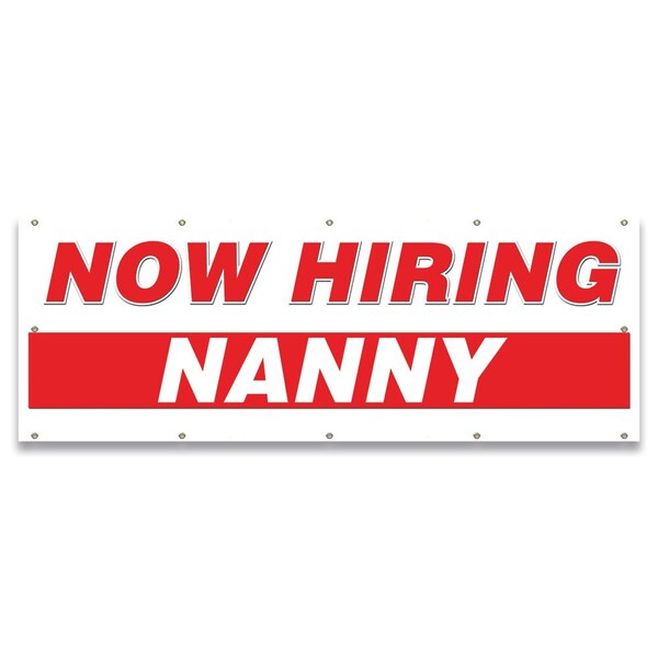 Now Hiring Nanny Banner Apply Inside Accepting Application Single Sided